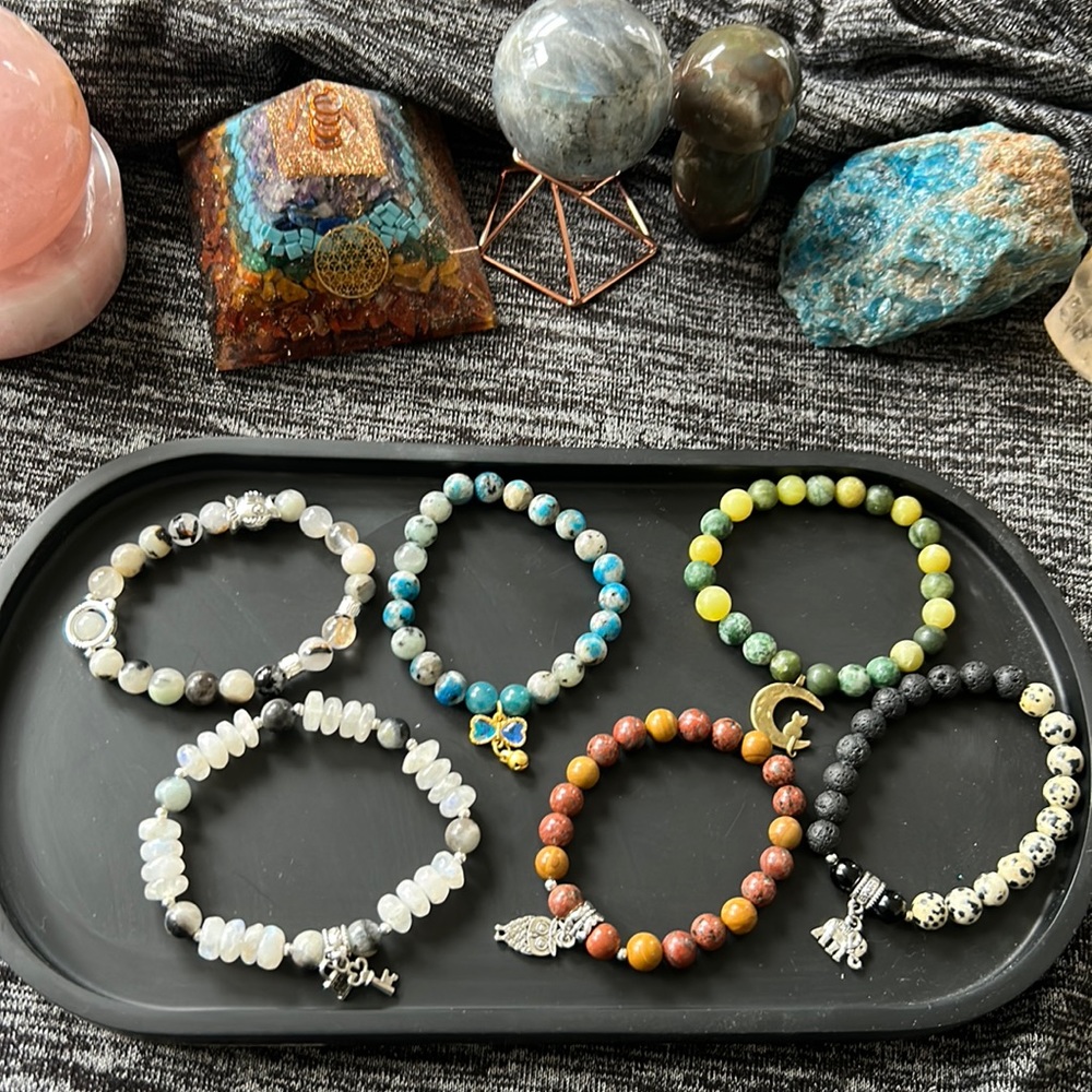 5 Handmade bracelets with charms